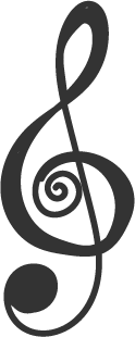 A large treble clef musical symbol.