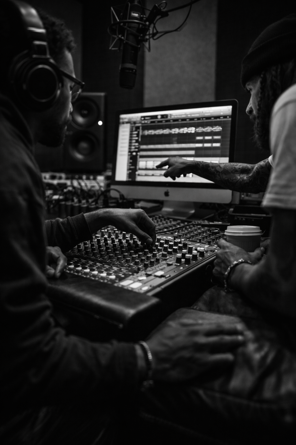 For The Few Records producers working in music studio session