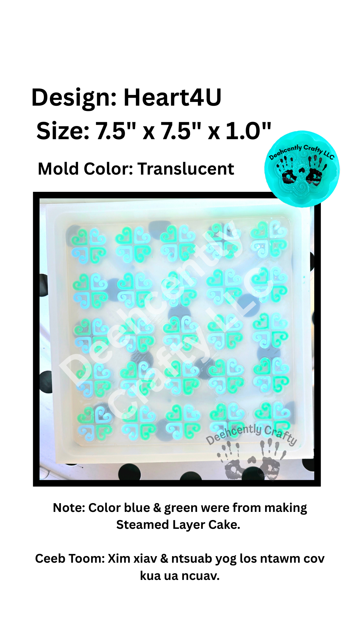 Heart4U 7.5 inches Tray - Hmong Design Silicone Molds
