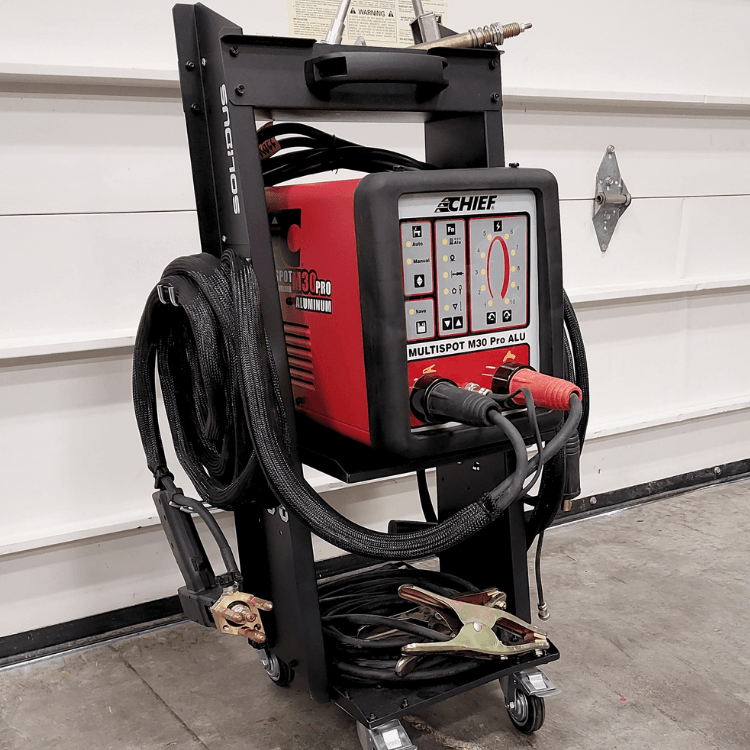 Chief aluminum dent pulling machine with cable storage cart.
