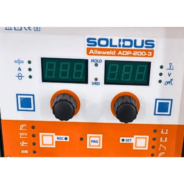 Solidus pulse MIG welder control panel interface