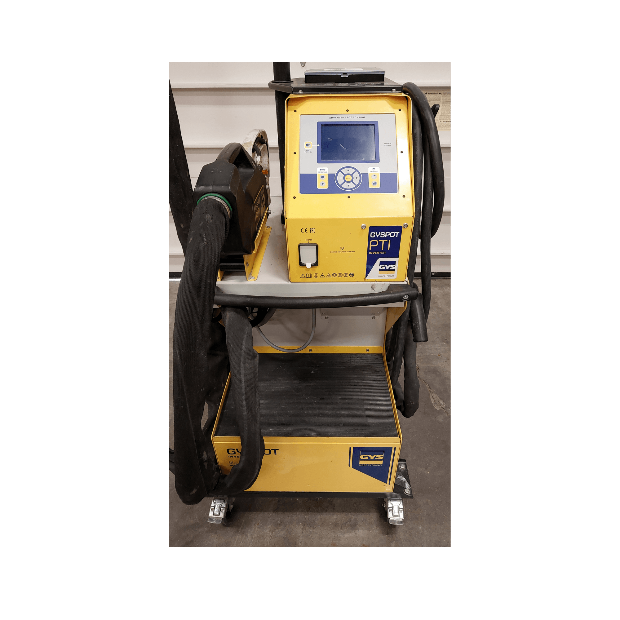 Used GYS GYSPOT PTI resistance spot welder with welding gun.png