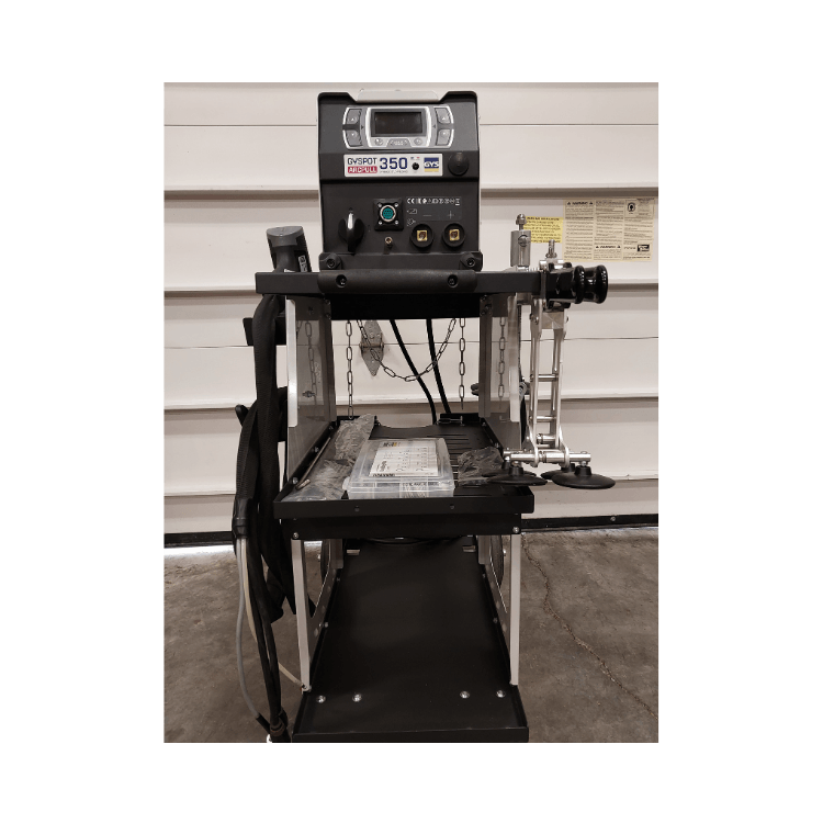 Complete GYS GYSPOT 350 ARCPULL aluminum dent pulling machine with accessories.