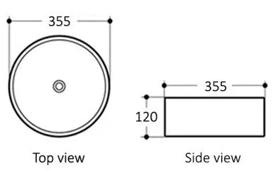 Artis Basin 88 - 355 x 355 x 120 - Matte Black & Matte White - Dimensions.jpeg