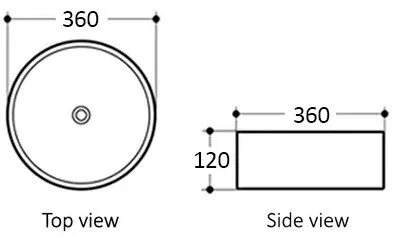 Artis 88 Straight Edge Basin - 360 x 360 x 120 -Matte White - Dimensions.jpeg