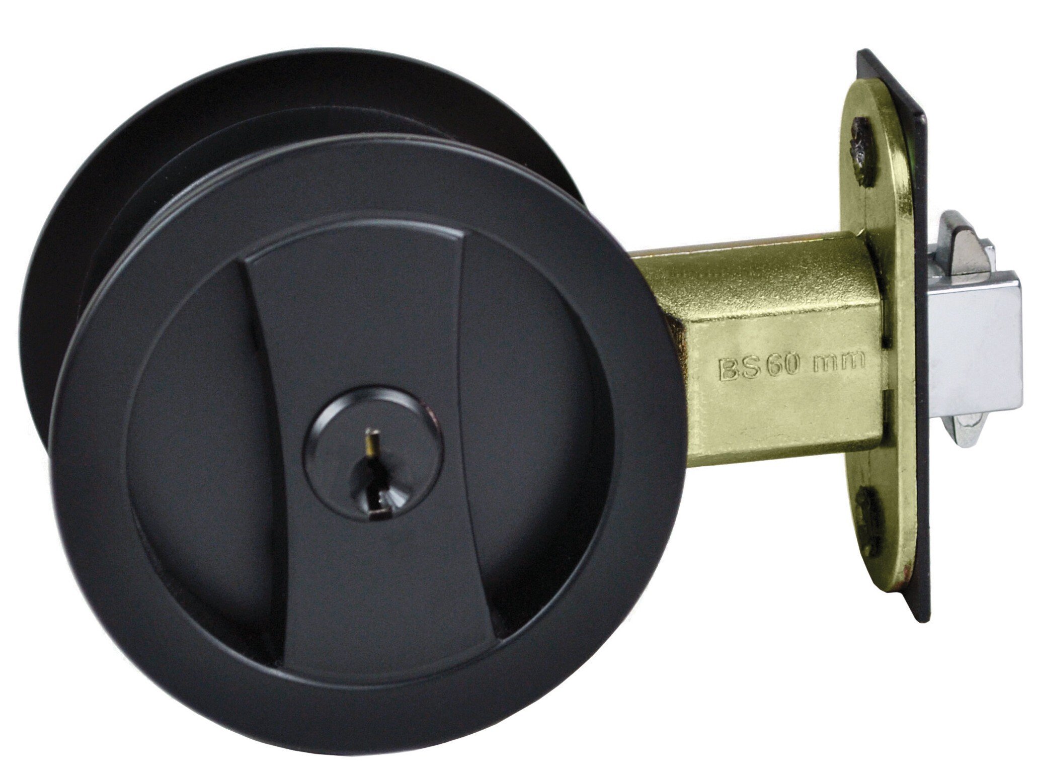 Key Lockable Cavity Sliding Door lock - CSC-LK-RD-BLV - Round - Matte Black - Lockable - 3 pin key.jpeg