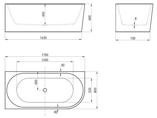 Left Corner Bathtub - 1700 X 800 X 600 - Gloss White - Dimensions.jpeg