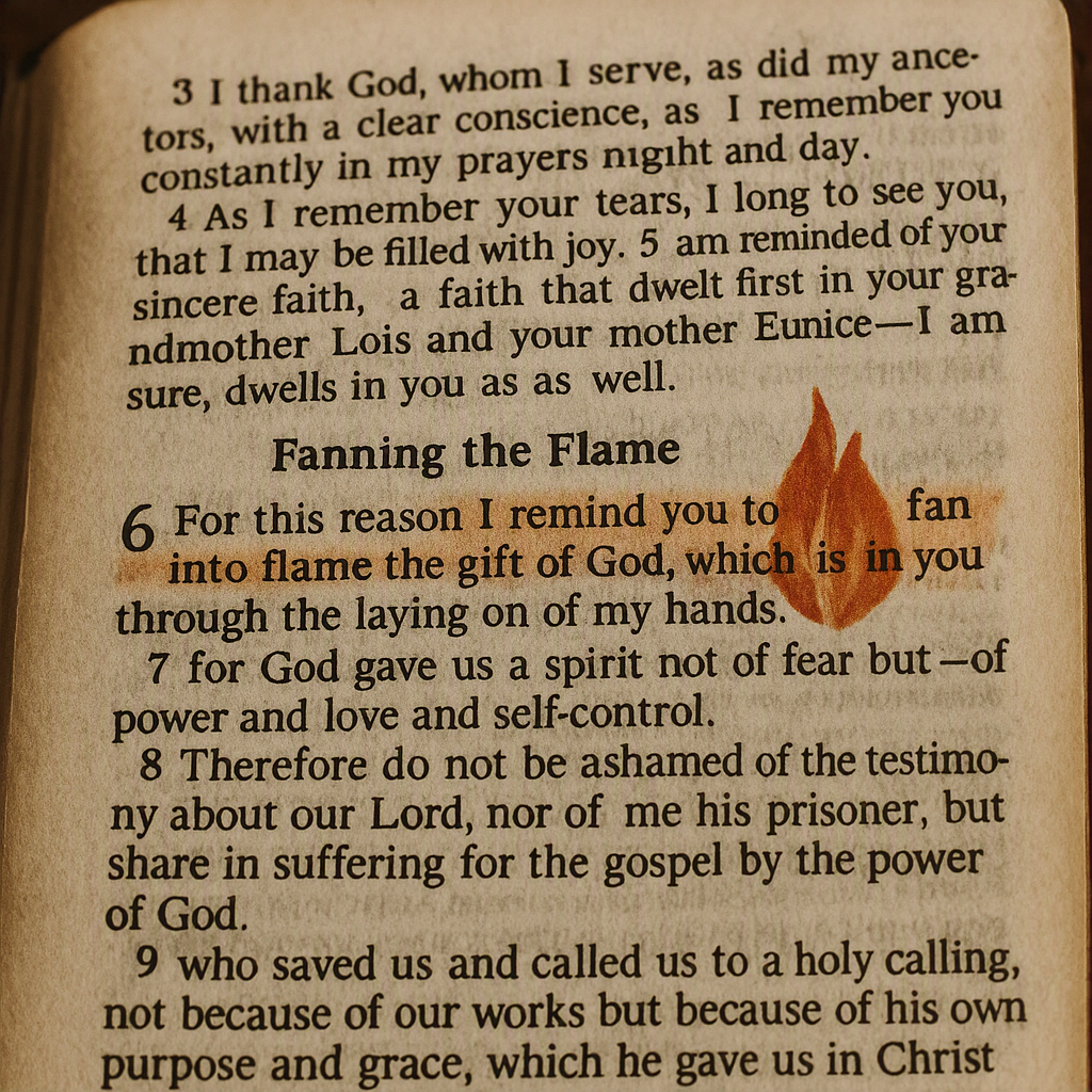 Join us as we begin a new message series from Paul’s last letter to Timothy.  2 Timothy 1:3-9