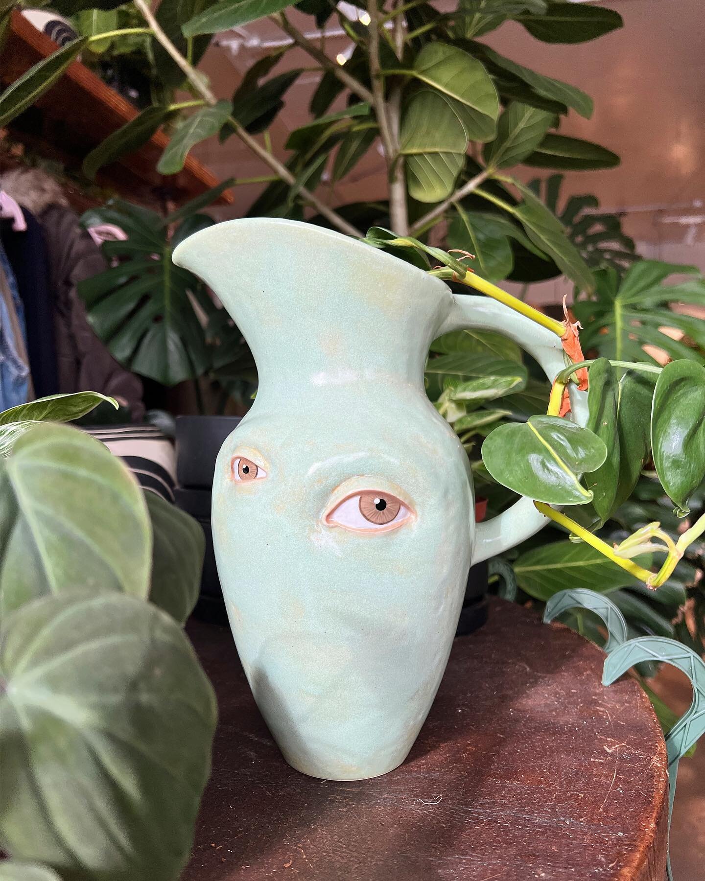 Bring your artwork to work day! This pitcher looks right at home hanging at @sierrawatergardens !!
🪴
🏺
👁️
#ceramics #sierrawatergardens #ceramicart #eyeart #eyeseeyou #aliciaannceramics