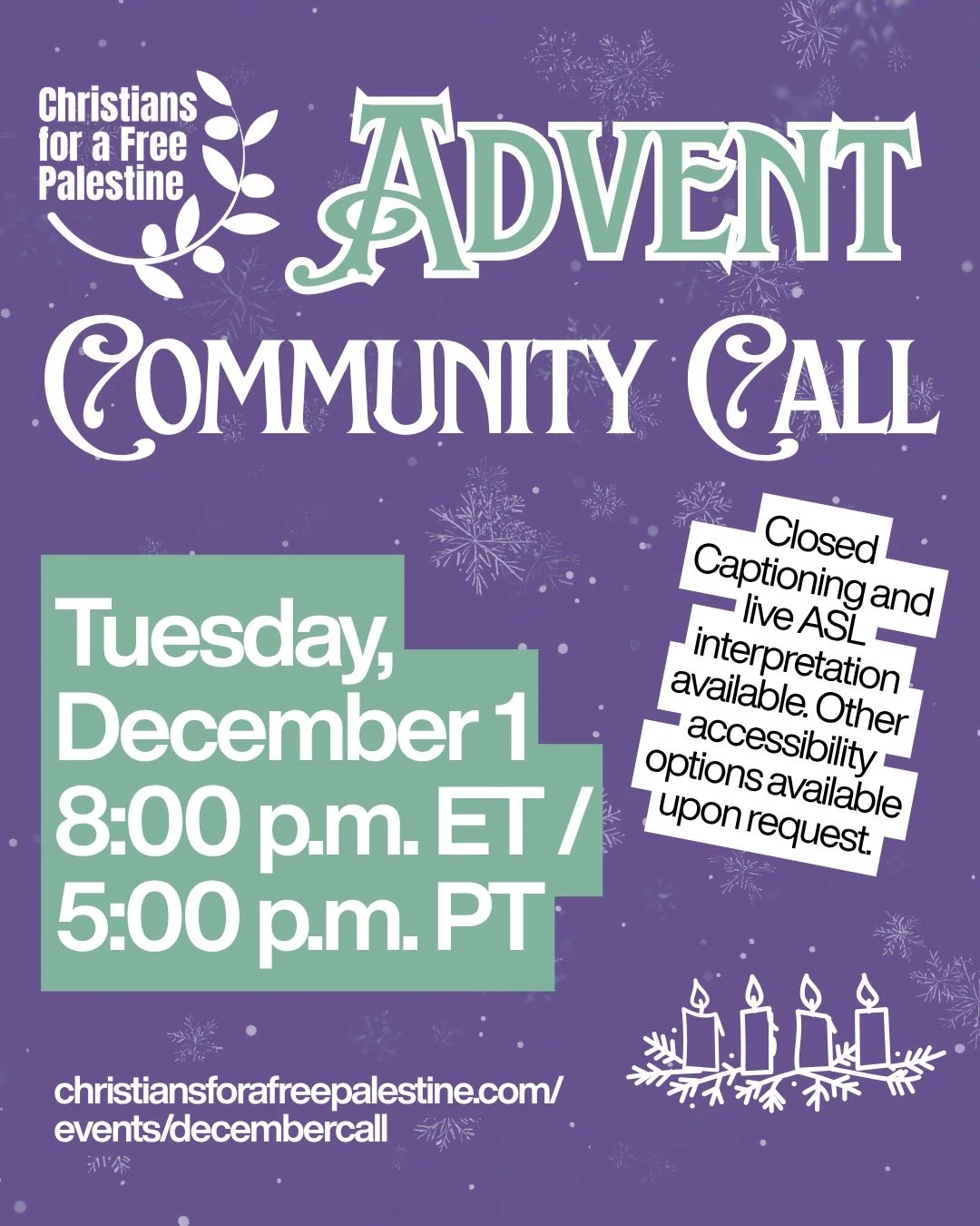On this first day of Advent, join Christians for a Free Palestine as we inspire each other to take action for Palestine during this season.