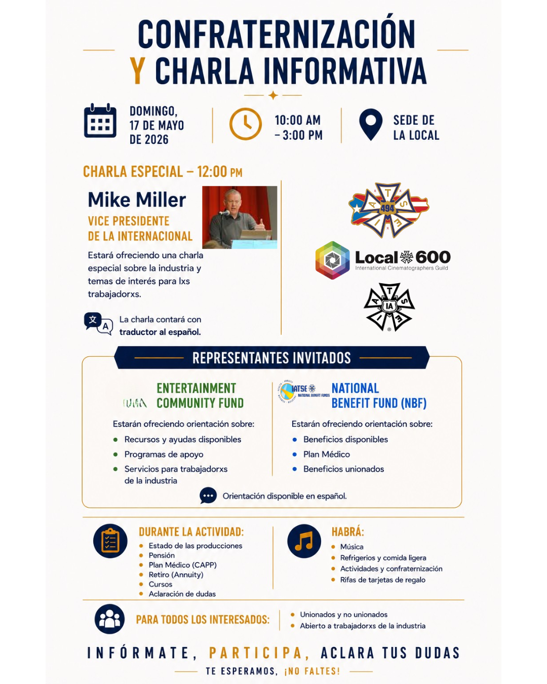 Confraternización y Charla Informativa