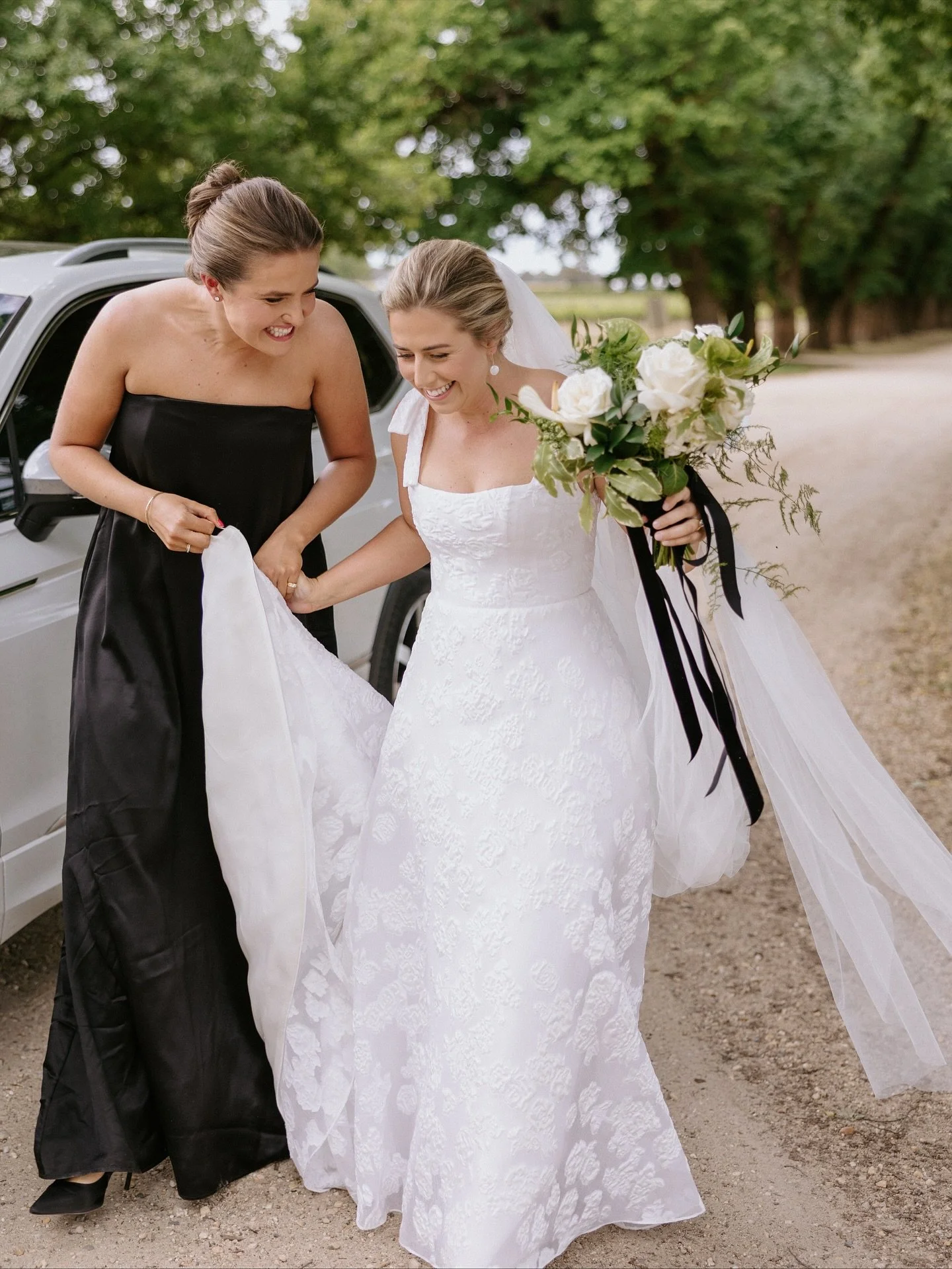 Ellie &amp; Jock&rsquo;s first look in the gardens at @allsaintsestate 🥂
