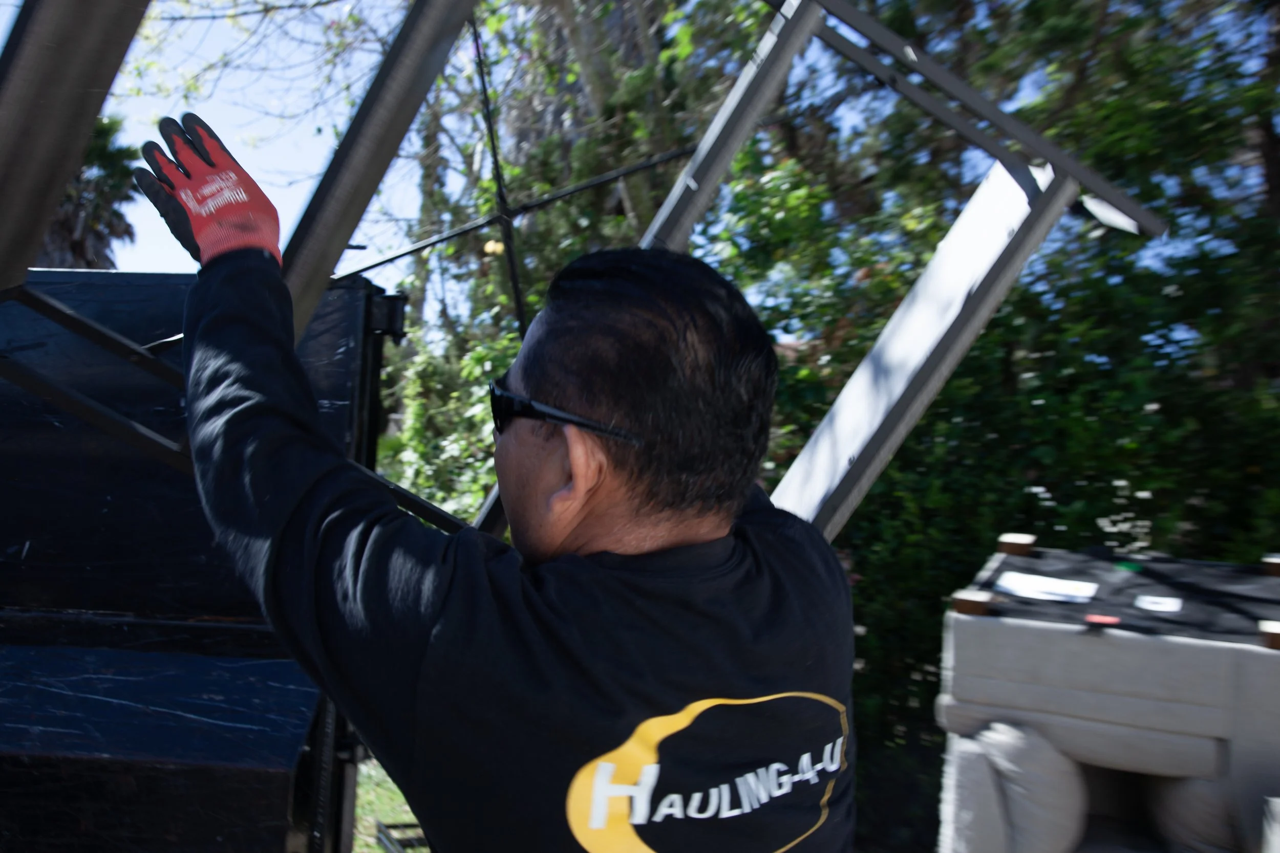 Storage rack being thrown out by our team.