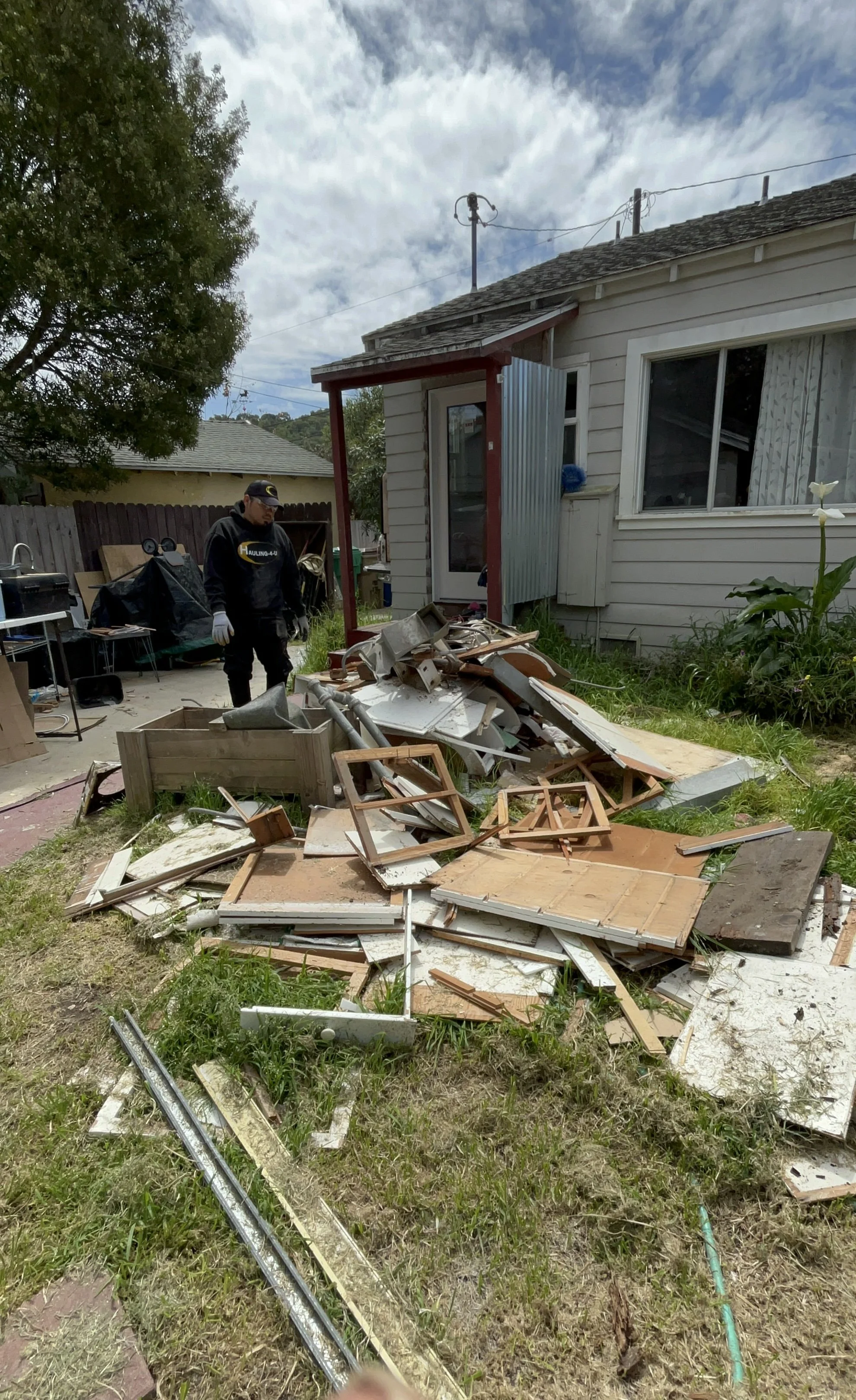 Residential front yard before cleaning.