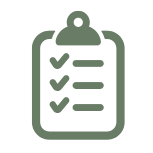 Icon of a clipboard with a checklist and three checkmarks