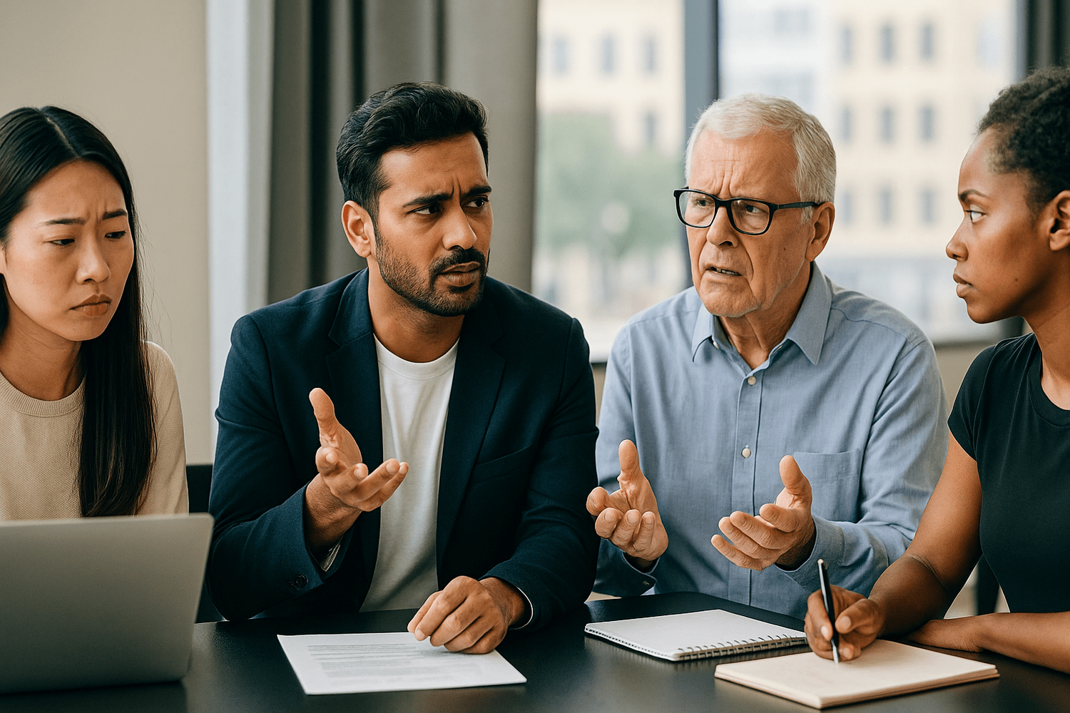 Diverse professionals in discussion