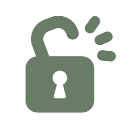 Unlocked padlock icon in green.
