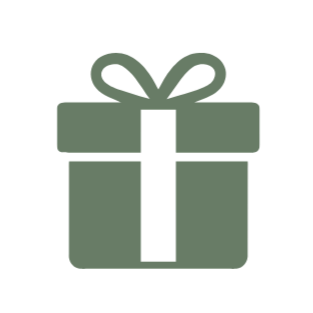 A green gift box with a ribbon and bow on top.