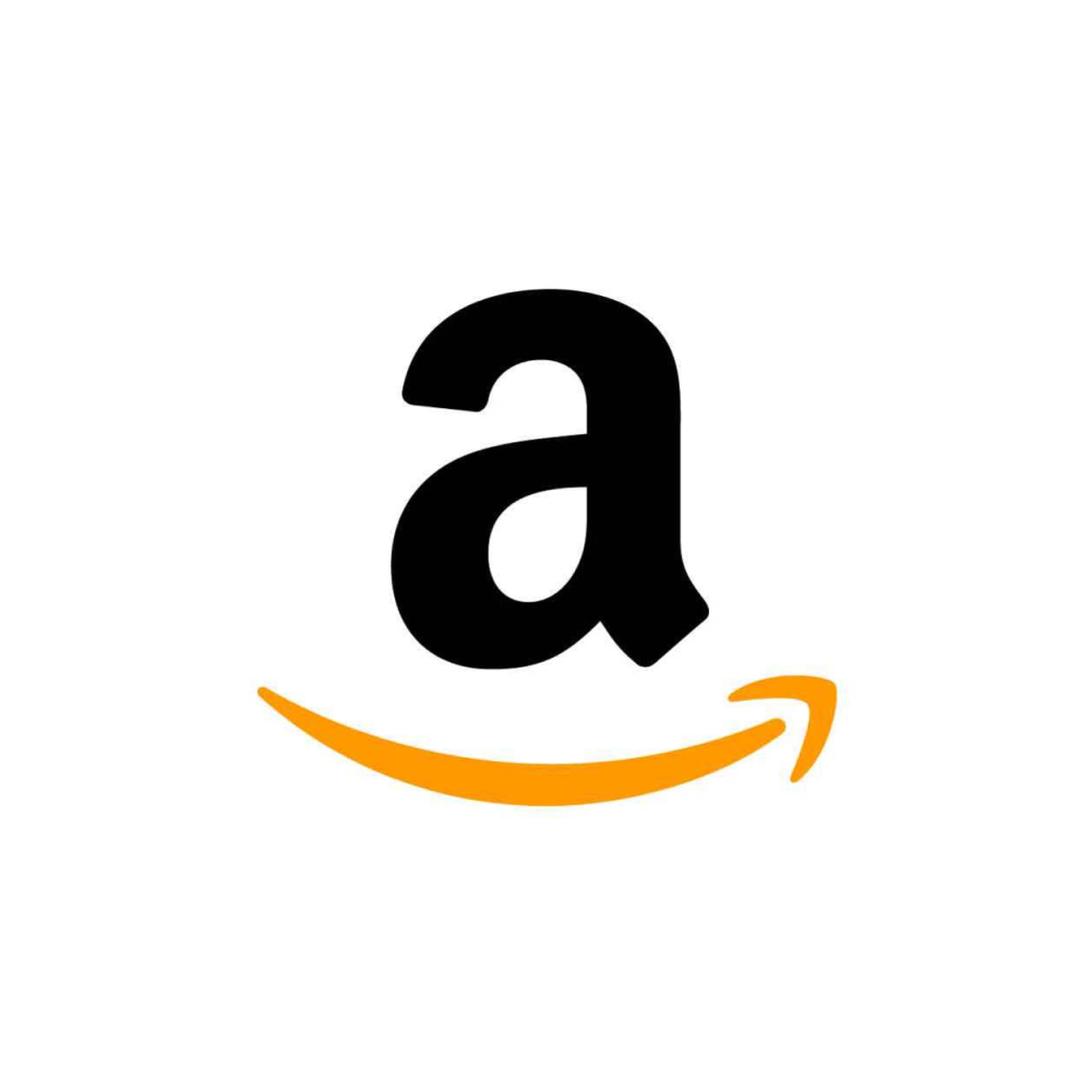Amazon logo with a lowercase 'a' in black and an orange curved arrow underneath.