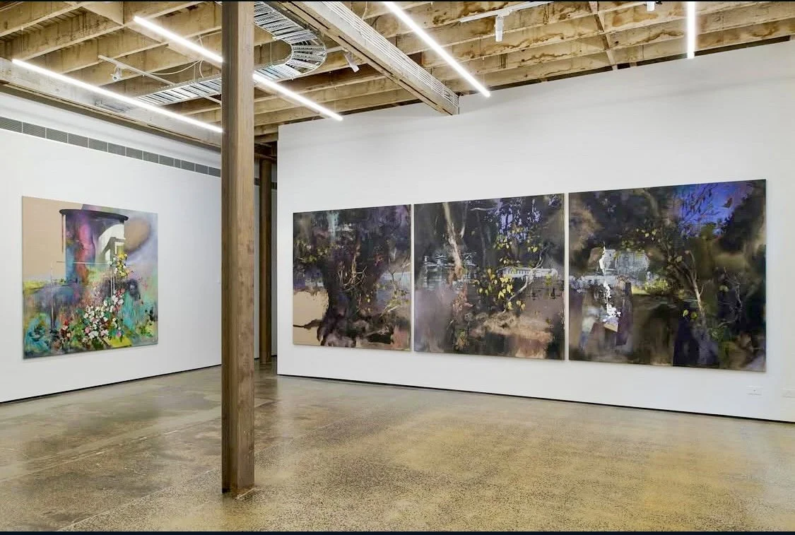 Gallery exhibit support installation of a large triptych landscape wall at Collingwood Yards.