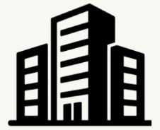 Symbol eines modernen Hochhauses in Schwarz
