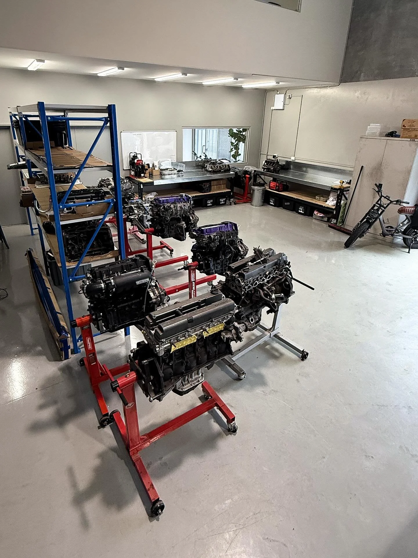 Our new engine and component area and a bunch of engines about to get builds
