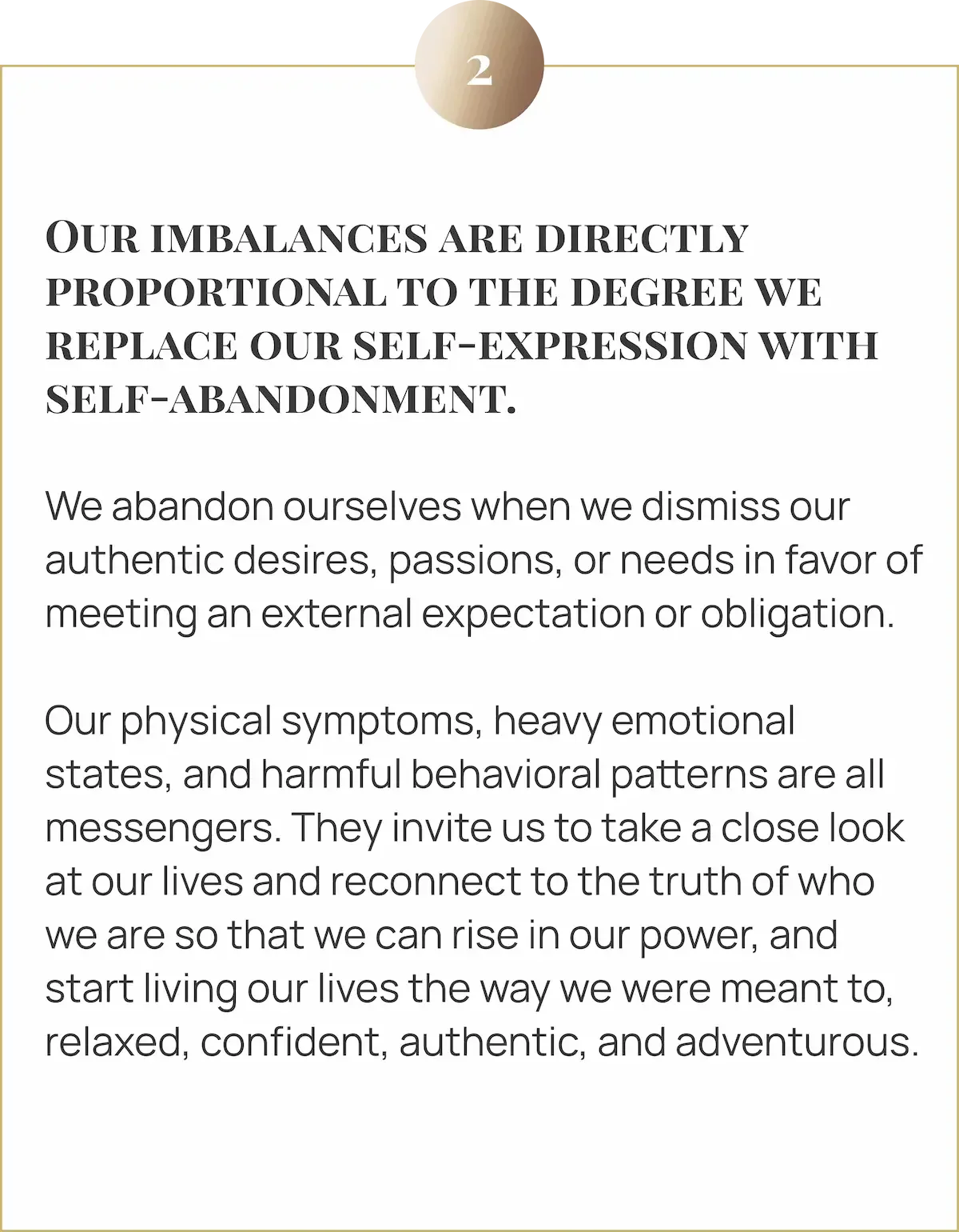 Image with text on self-abandonment: Anxiety and illness are signals inviting us to stop meeting external expectations and reconnect with our authentic selves to live with confidence and power.
