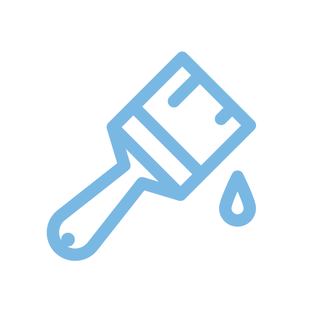 Outline of a paint brush with a paint drop.