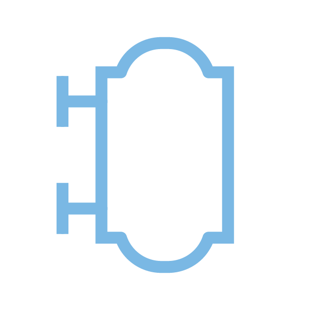 Blue outline of a store signage.