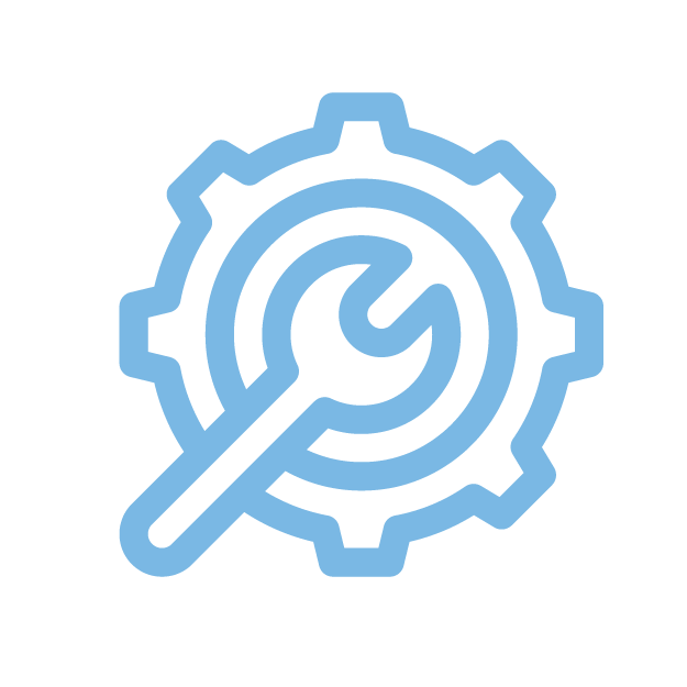 Gear with a wrench inside it, symbolizing tools, maintenance, or settings.