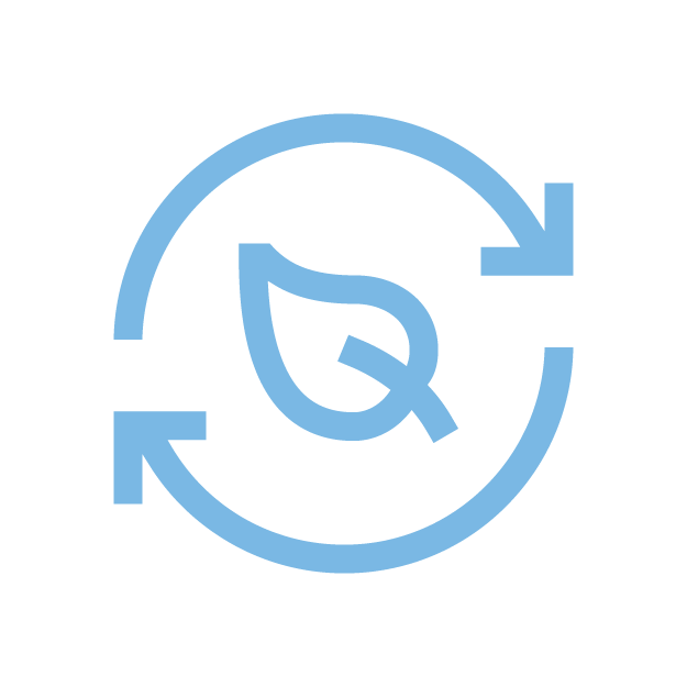 Recycle symbol with a leaf inside, indicating eco-friendly or environmental sustainability.