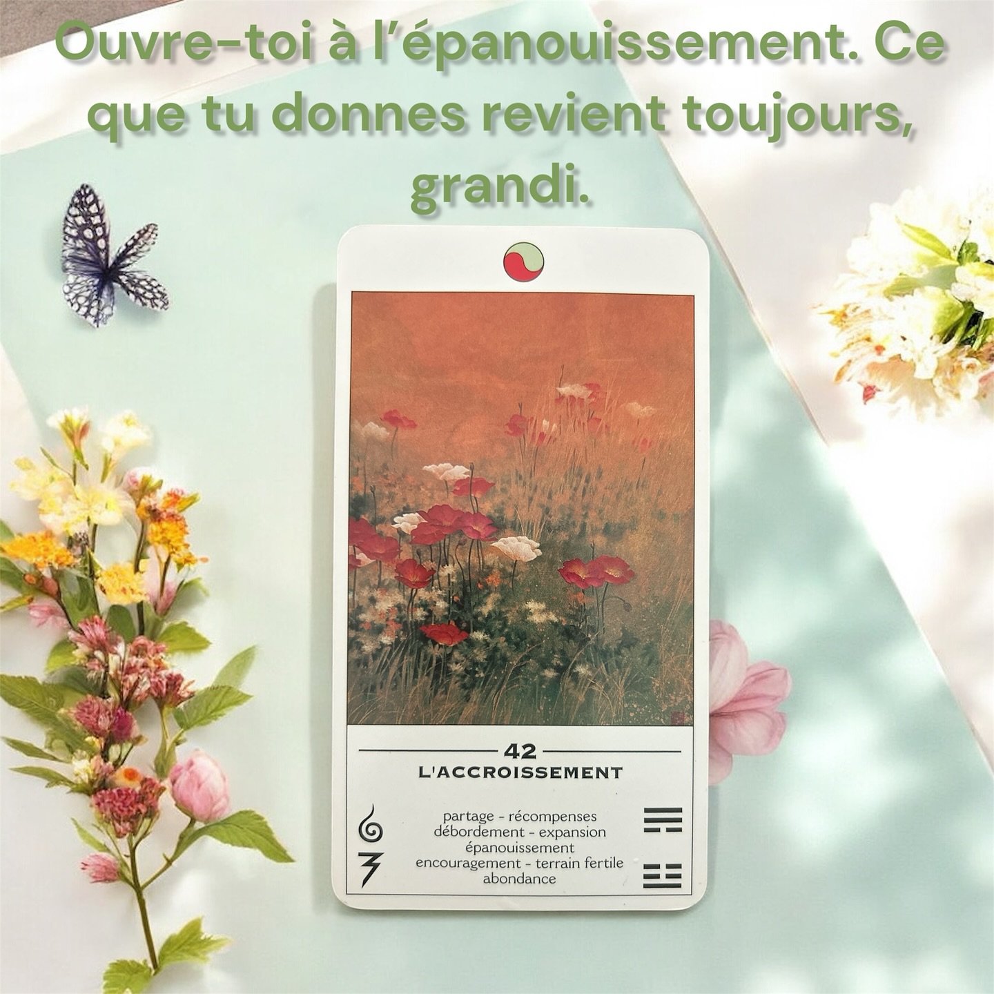 Message du jour 🦋Aujourd&rsquo;hui, l&rsquo;&eacute;nergie de l&rsquo;expansion t&rsquo;accompagne. Ce que tu as sem&eacute; avec c&oelig;ur commence &agrave; porter ses fruits. C&rsquo;est le moment de recevoir avec gratitude, mais aussi de partage