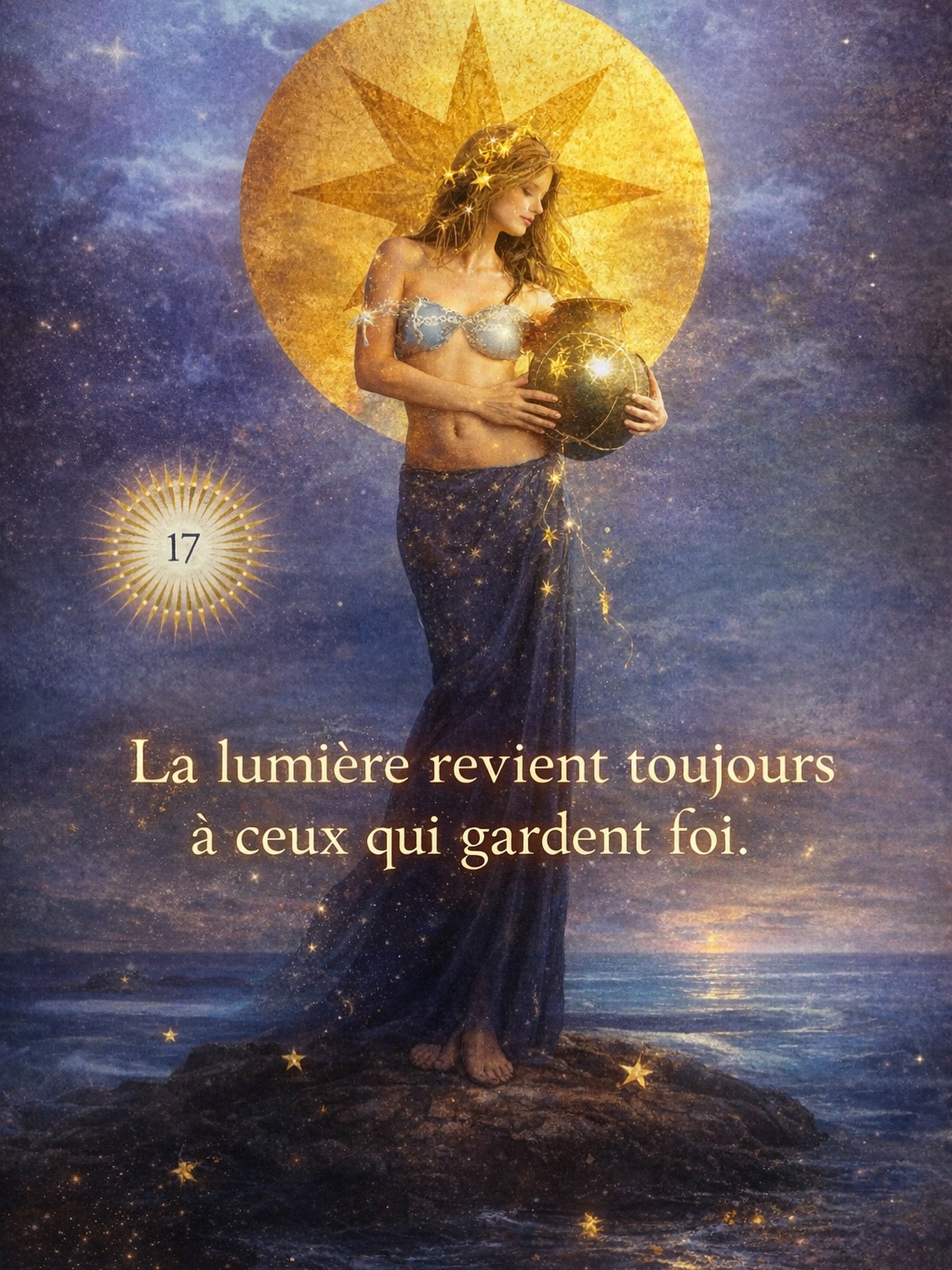 💫Aujourd&rsquo;hui, L&rsquo;&Eacute;toile vient d&eacute;poser une &eacute;nergie de gu&eacute;rison douce, d&rsquo;espoir retrouv&eacute; et de foi int&eacute;rieure.
M&ecirc;me si le chemin a &eacute;t&eacute; &eacute;prouvant, cette carte te murm