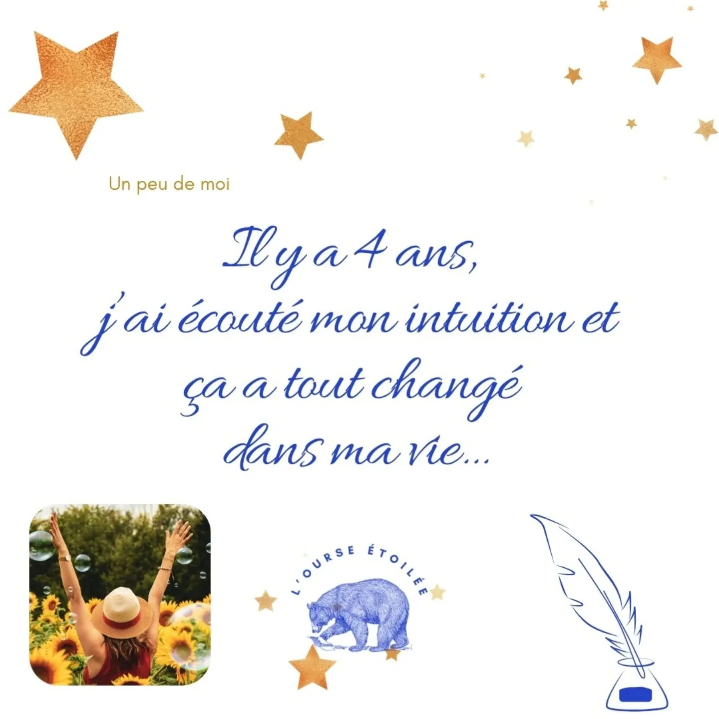 Il y a 4 ans j'ai suivi mon intuition.  D&eacute;couvre dans ce post ce que je me suis autoris&eacute;e &agrave; faire...

Et toi est-ce que tu &eacute;coutes souvent ton intuition ?

Et vers quoi te guide-t-elle ?

Dis le moi en commentaire ✍️

#com