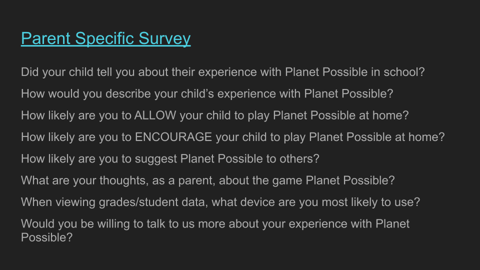 Parent Specific Survey