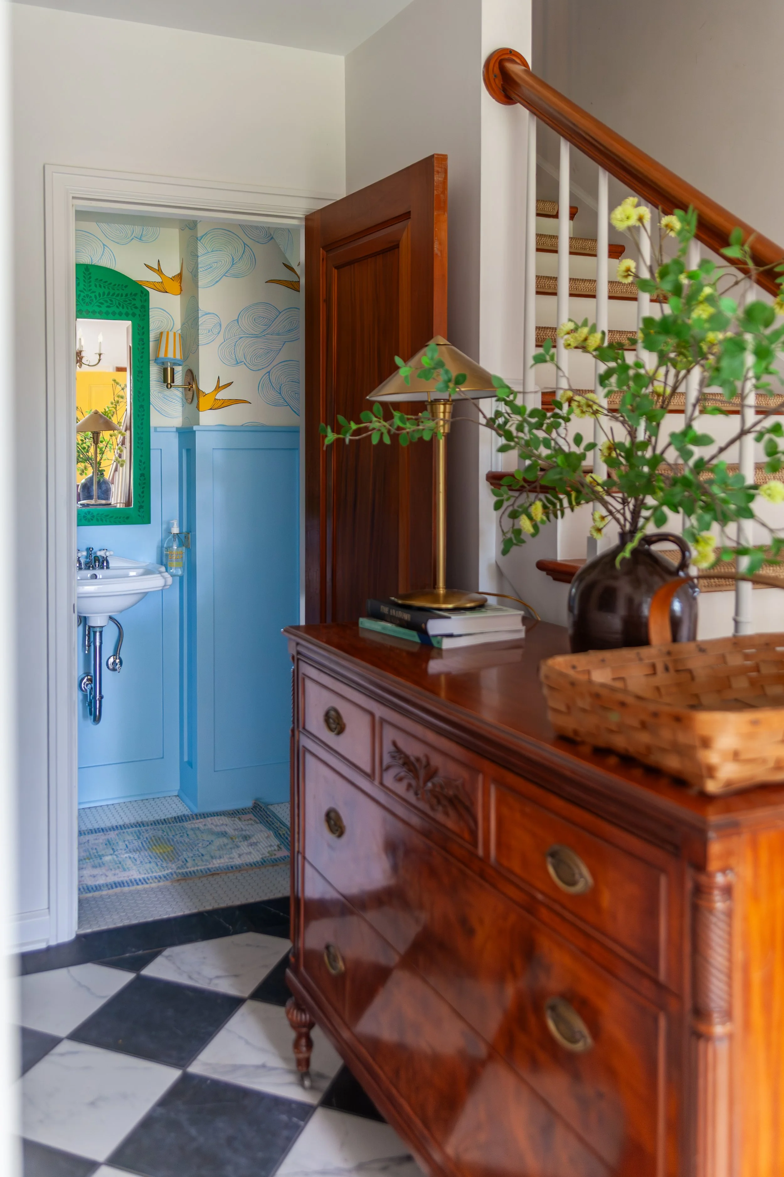 Birds and Blue Beneath the Stairs