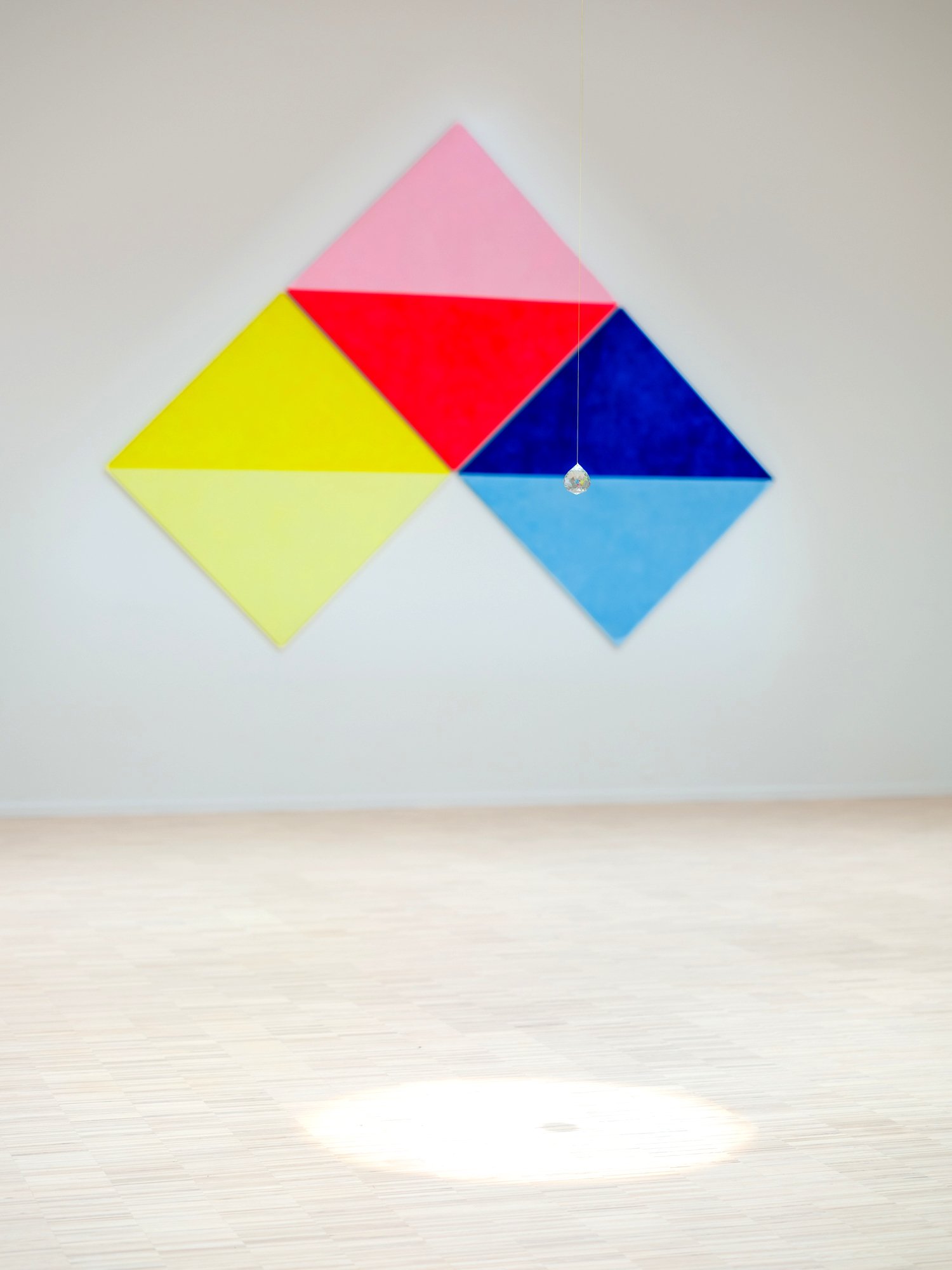 «Utopia», 2026
Crystall, line
Ø 7 cm

“Divided Diamond (Pink, Yellow and Blue)”, 2026
Egg tempera on linien
340 x 255 cm