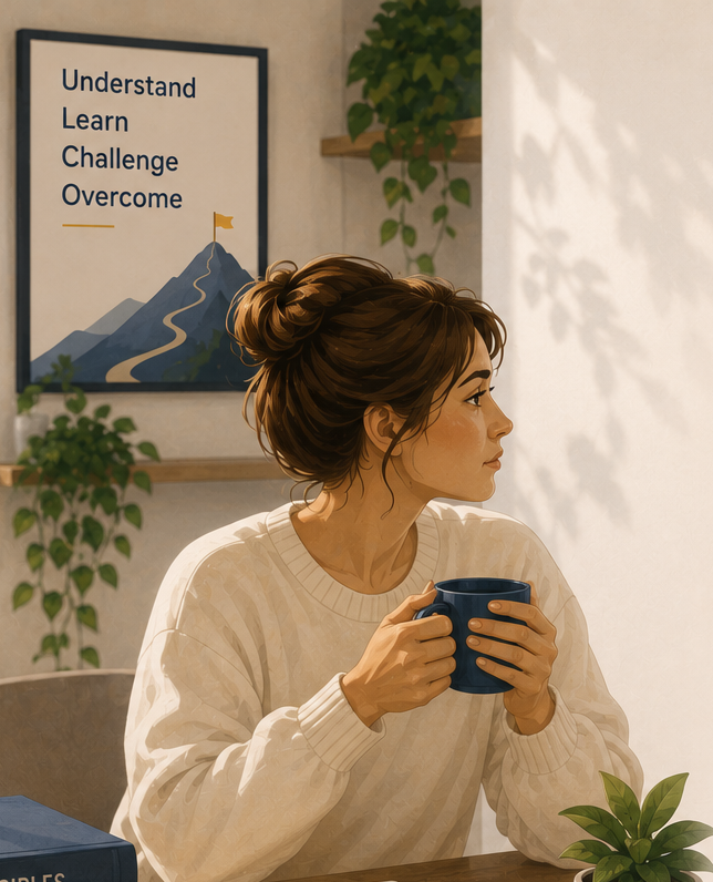 Illustration introducing free CBT self-help for understanding panic symptoms and overcoming panic disorder and agoraphobia.