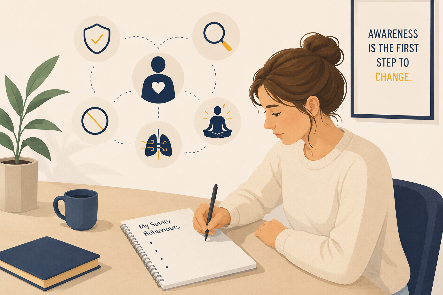CBT exercise helping people identify the behaviours they use to prevent, control, avoid or cope with panic attacks.