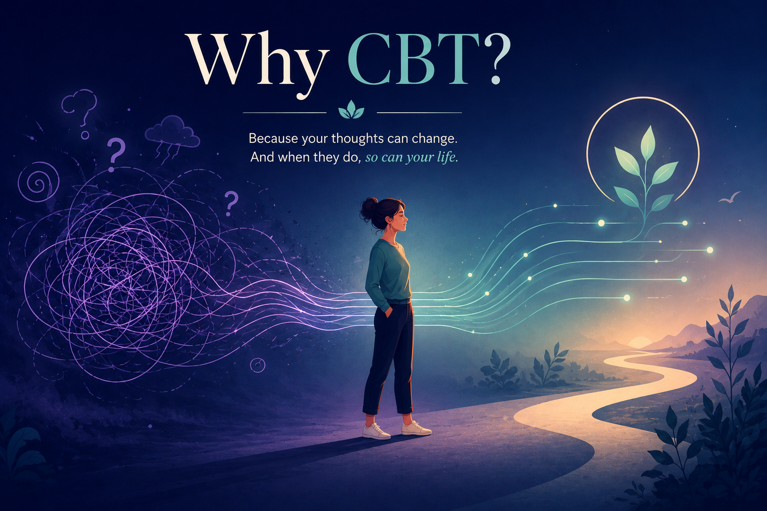 An image of a woman with the title "why cbt?"