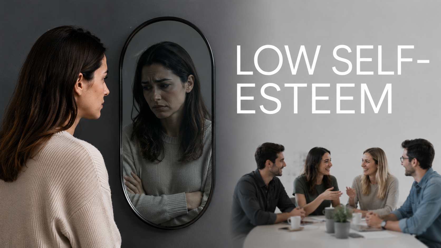 Image of someone hiding their struggles with low-self esteem. Click to learn more about low self esteem and how CBT can help treat it.