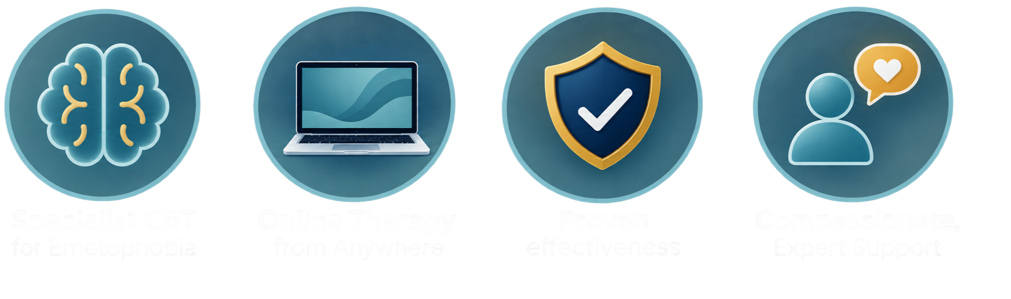 Benefits of specialist CBT therapy for emetophobia, including online therapy from anywhere, proven treatment effectiveness, and compassionate expert support.