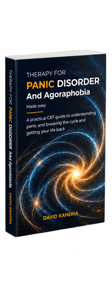 A book titled Panic disorder and agoraphobia; made easy by david kaneria
