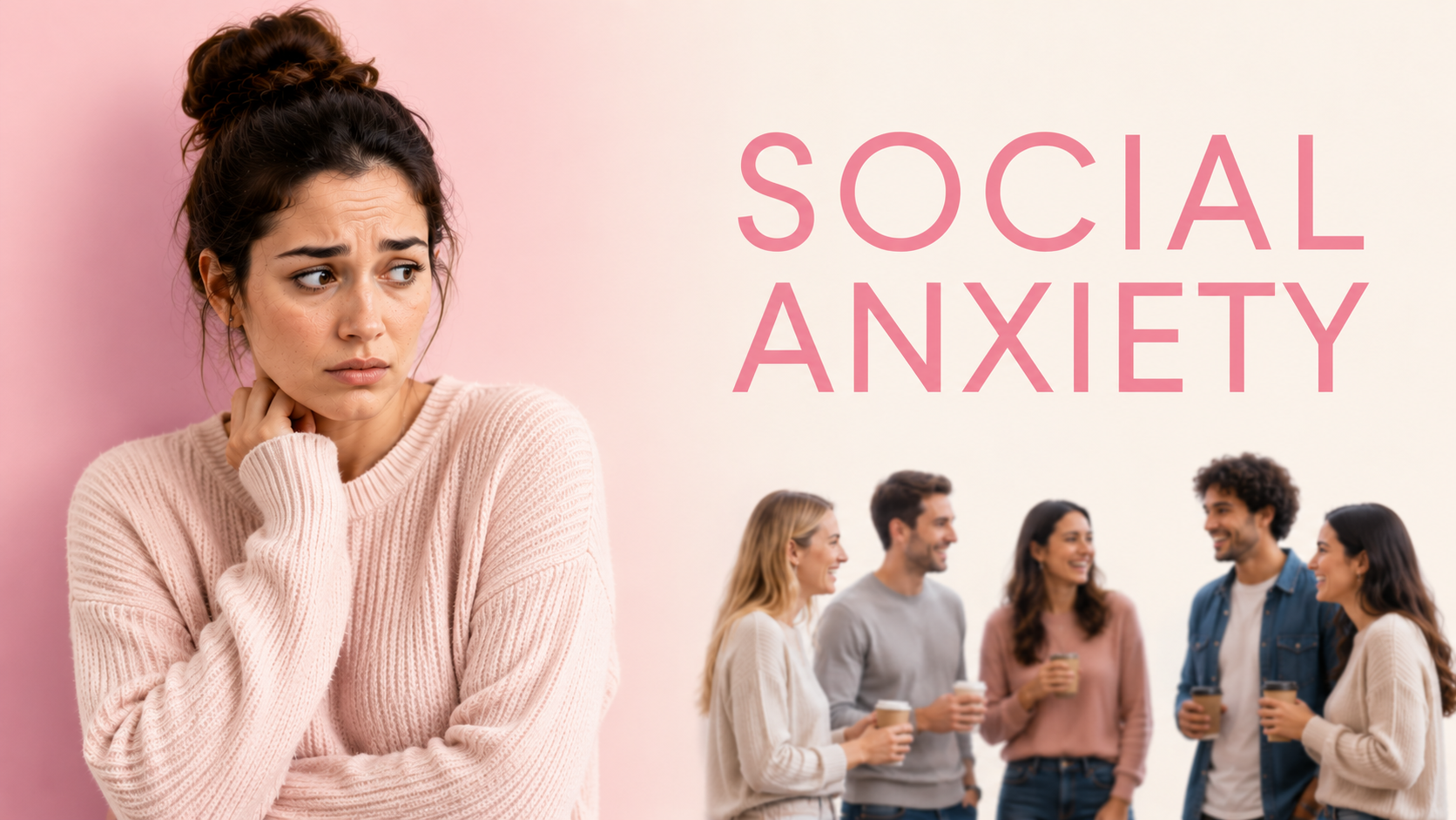 Image of someone struggling with being in a social setting with multiple people . Click to learn more about social anxiety and how CBT can help treat it.