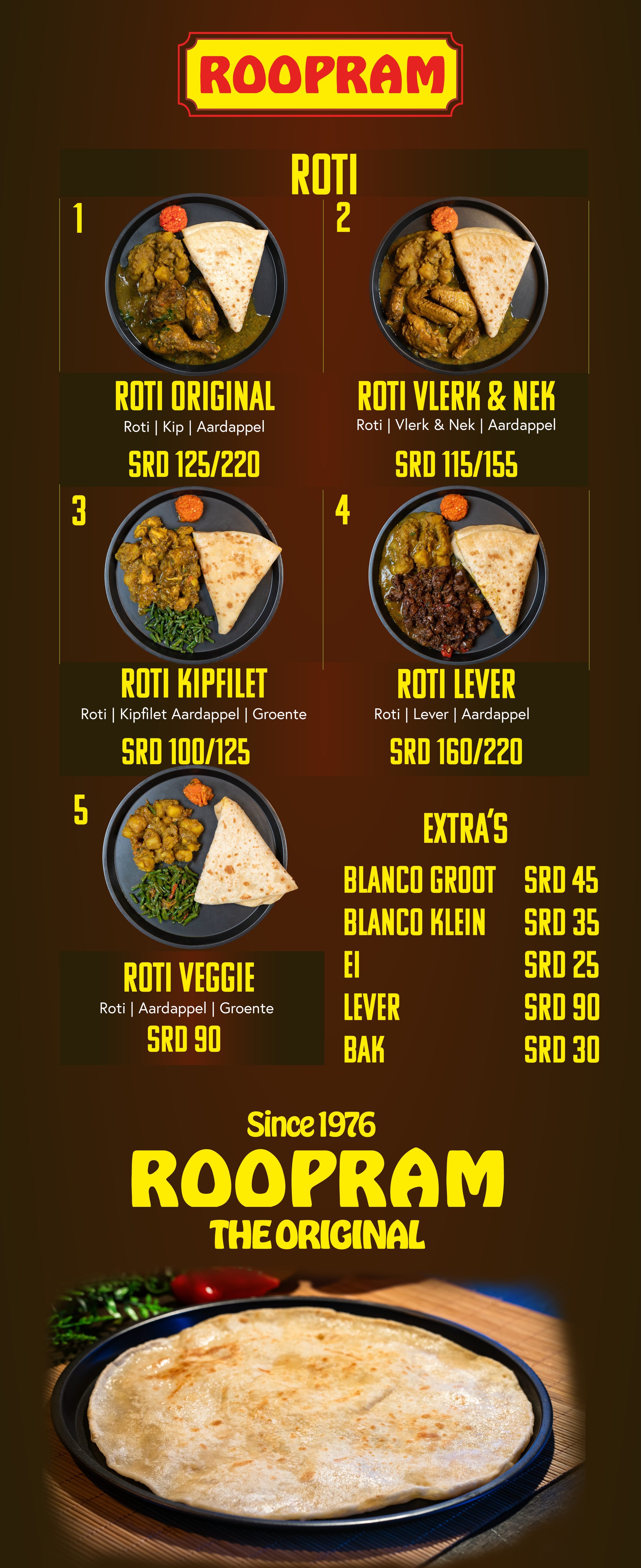 Roopram Roti Shop MENU — Roopram Roti