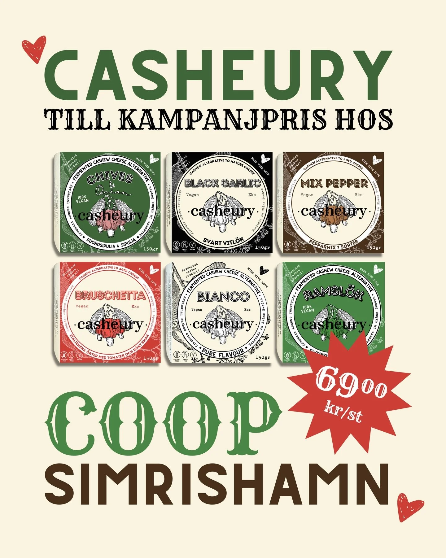 🎄 Julig nyhet i Simrishamn! 🎄
Under en begr&auml;nsad tid finns Casheury-ostar till specialpris hos Coop Simrishamn!
Perfekt till julens ostbrickor, mysiga kv&auml;llar och alla festliga stunder.

✨ Skynda medan lagret r&auml;cker &mdash; passa p&a