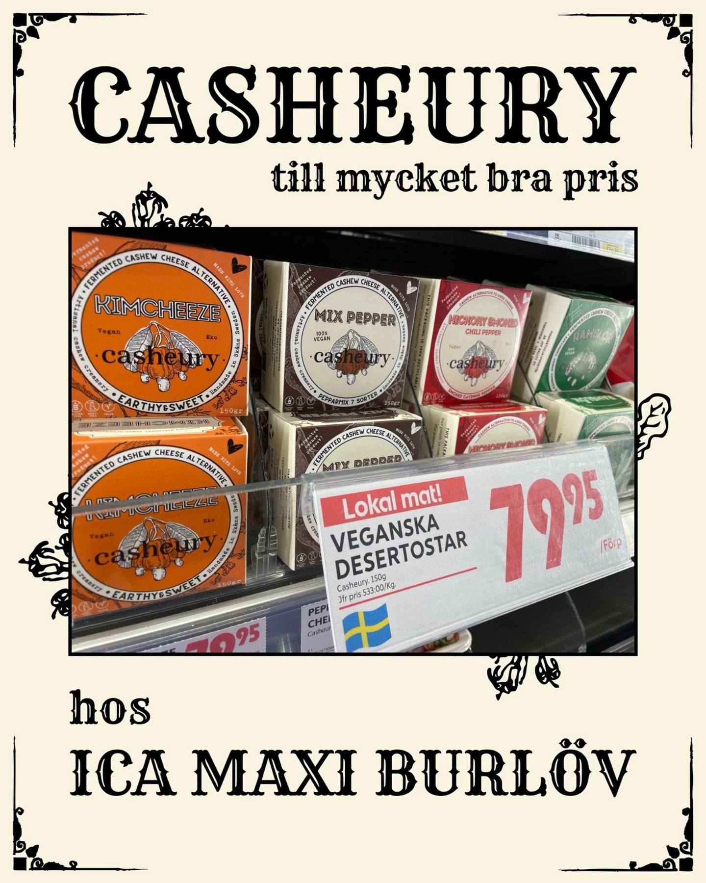 🇸🇪
Nu p&aring; ICA Maxi Burl&ouml;v: kampanjpris p&aring; v&aring;ra ostar.
Begr&auml;nsad tid. Riktigt bra pris. T&ouml;m hyllan medan det g&auml;ller. S&auml;ljer det bra h&auml;r &ouml;kar chansen att fler butiker s&auml;nker priserna fram&ouml;