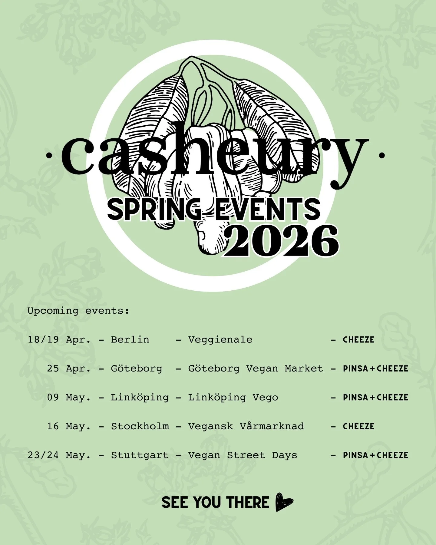 Busy spring ahead!

We&rsquo;re heading out across Europe with a full lineup of events &mdash; plenty of chances to taste our cheeses and catch us in person.

Upcoming:

&bull; 18/19 Apr &ndash; Berlin &ndash; Veggienale
&bull; 25 Apr &ndash; G&ouml;