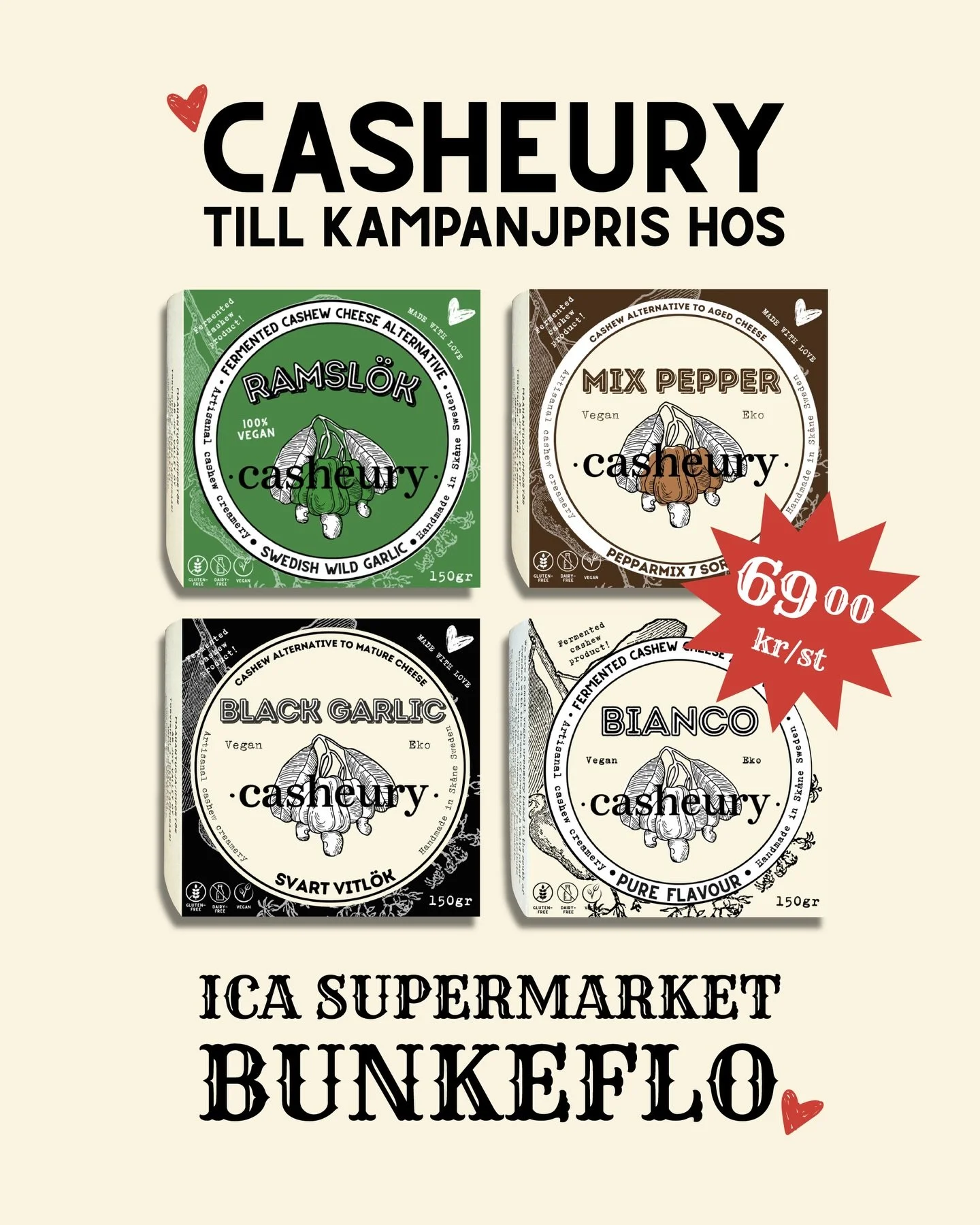 🇸🇪
CASHEURY till kampanjpris hos ICA Supermarket Bunkeflo 💥
Perfekt l&auml;ge att fylla kylen, testa n&aring;got nytt och hitta din favorit.

Vilken tar du med hem? 👀

🇬🇧
CASHEURY now at campaign price at ICA Supermarket Bunkeflo 💥
Good time t