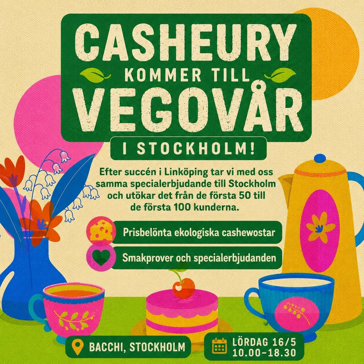 Vilken fantastisk helg p&aring; @linkopingvego 
Vi tr&auml;ffade m&aring;nga glada kunder &ndash; b&aring;de trogna &aring;terkommande kunder och m&aring;nga som provade v&aring;ra cashewostar f&ouml;r allra f&ouml;rsta g&aring;ngen.

N&auml;sta stop